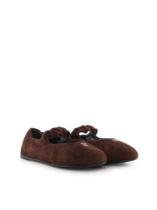 Lambskin Flats with Elasticized Back and Suede Texture