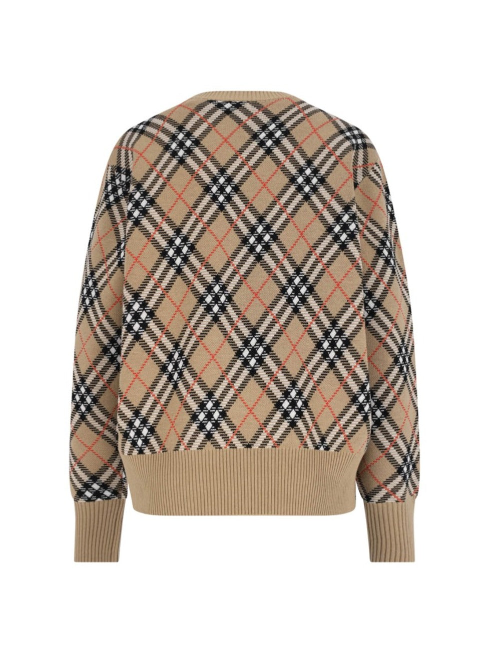 "Check" Crewneck Sweater – Beige