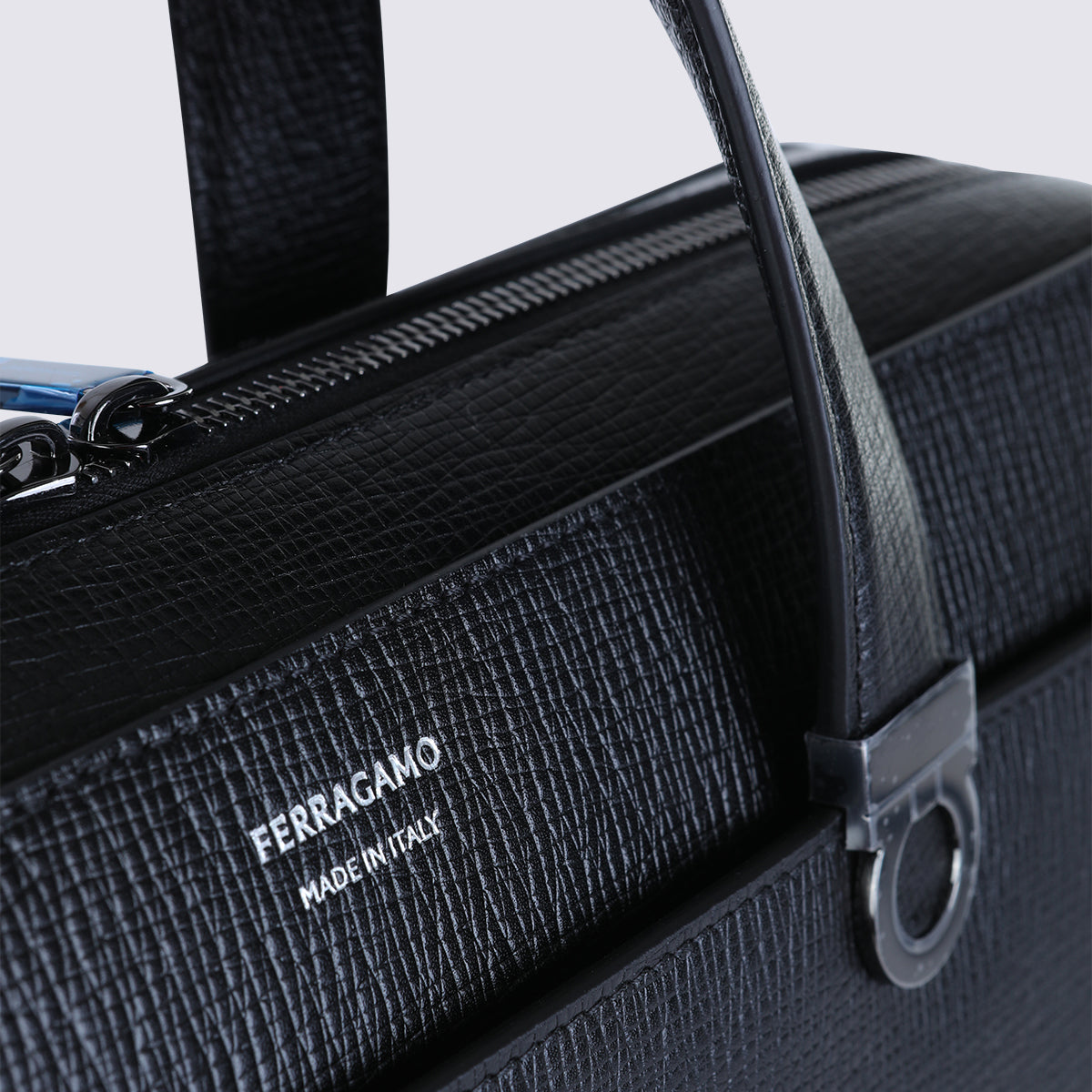 Black Leather Top Handle Bag