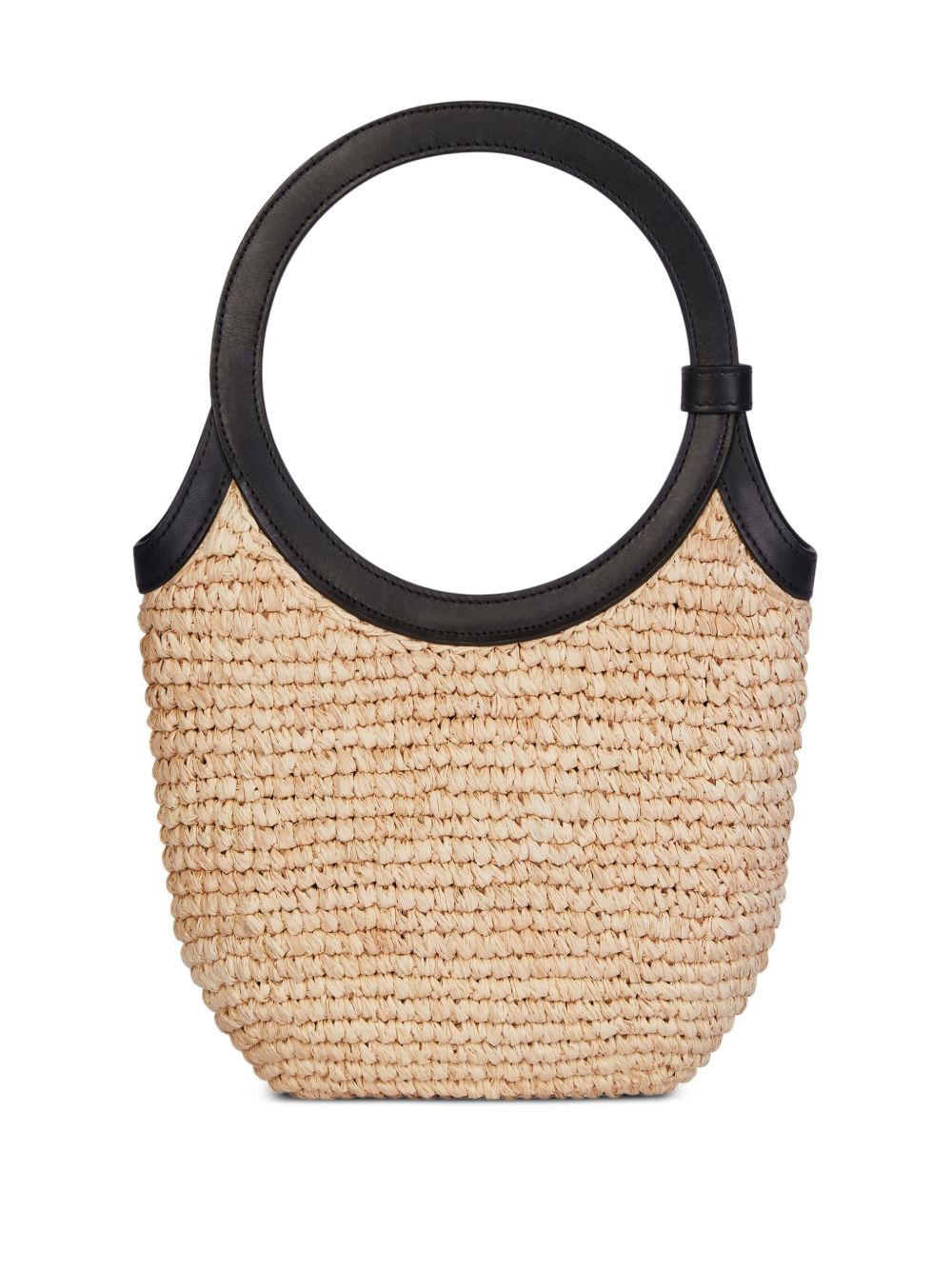 Woven Sand Beige Open-Top Bag