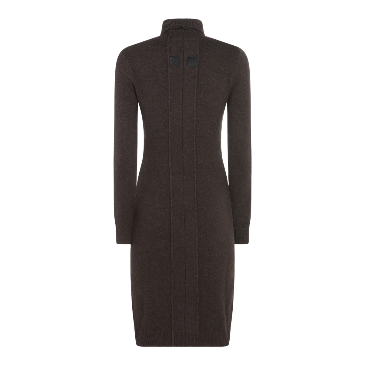 Knee-Length Fitted Dress with Ribbed Texture