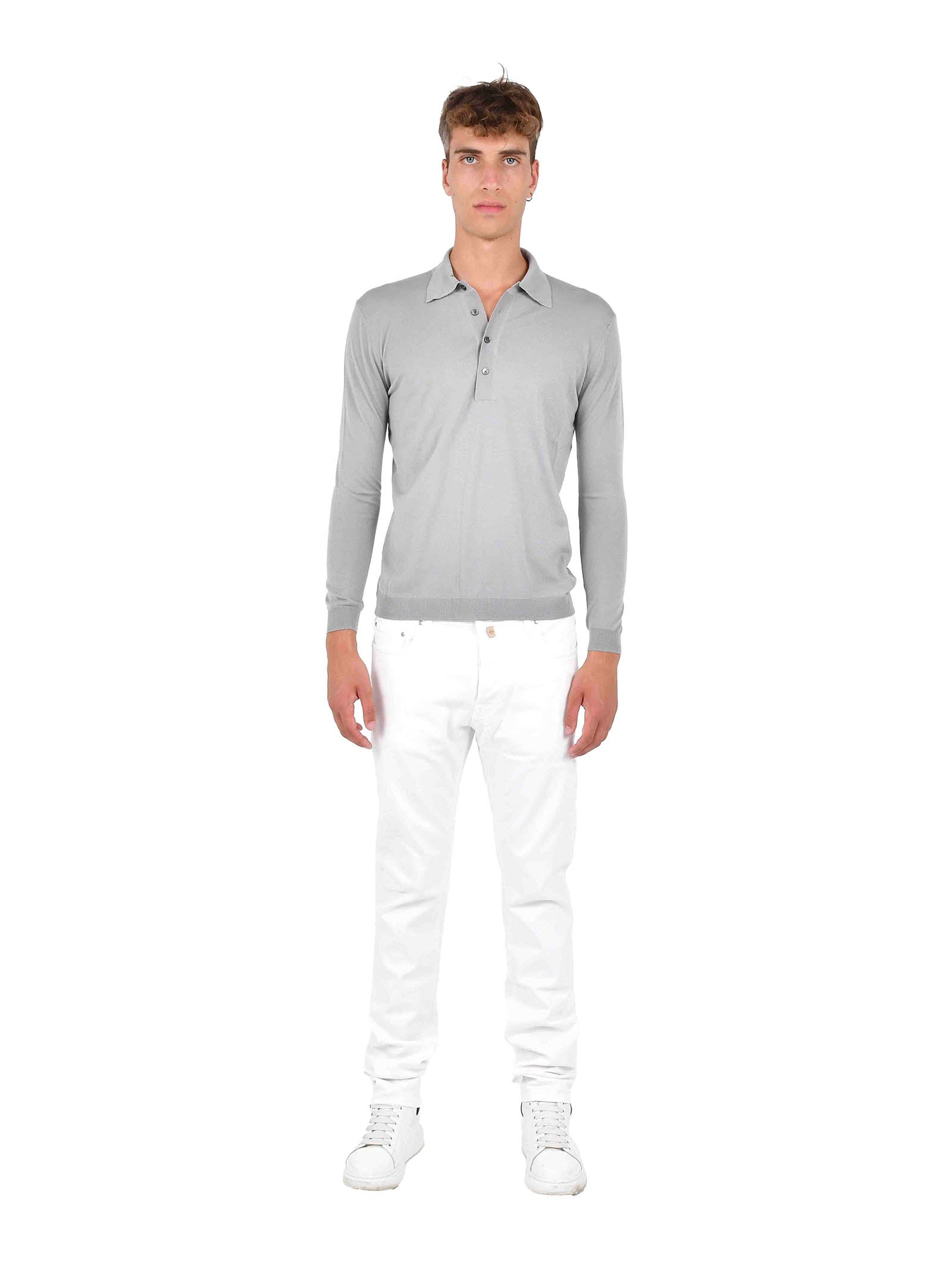 Fine-Knit Merino Wool Polo Sweater
