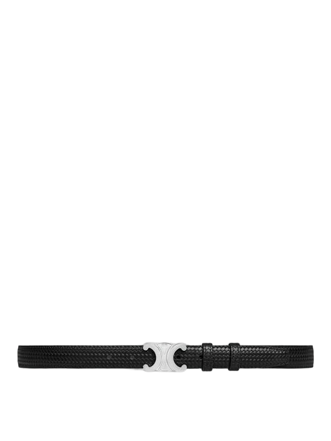 Textured Leather Belt With Distinctive Silver-Toned Buckle
