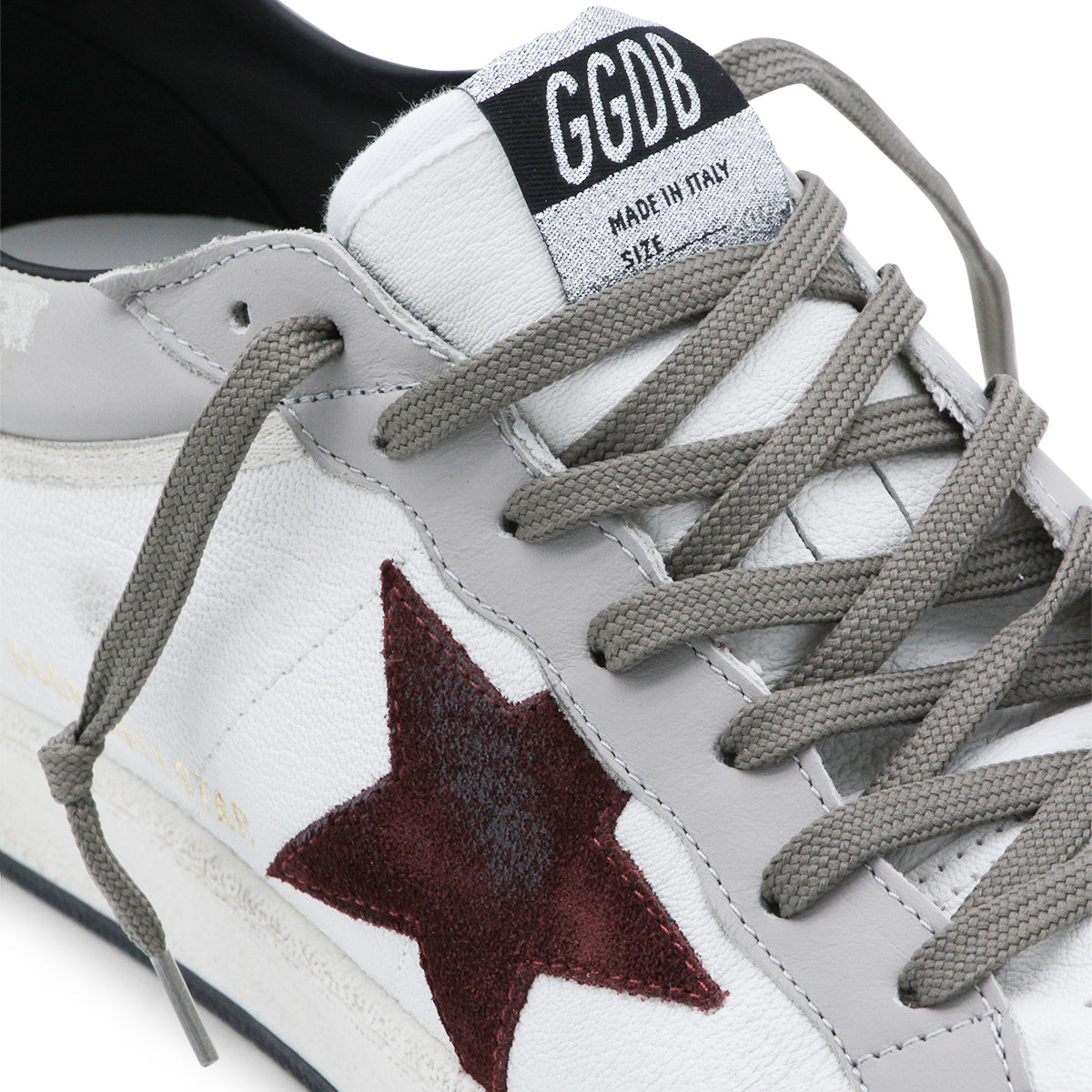 White Leather Sneakers with Burgundy Star