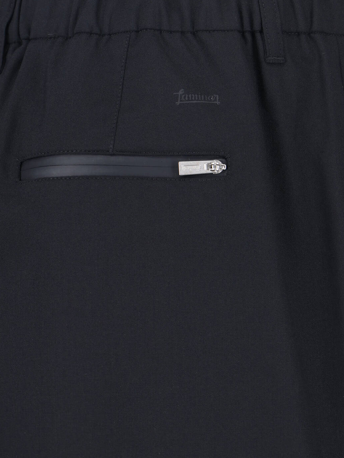 Black Wool-Blend Elastic Waistband Shorts