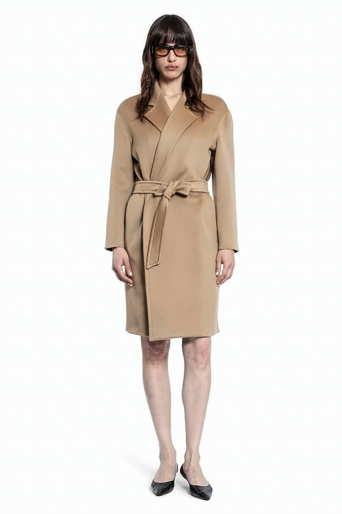 Knee-Length Cashmere Coat With Tailored Fit