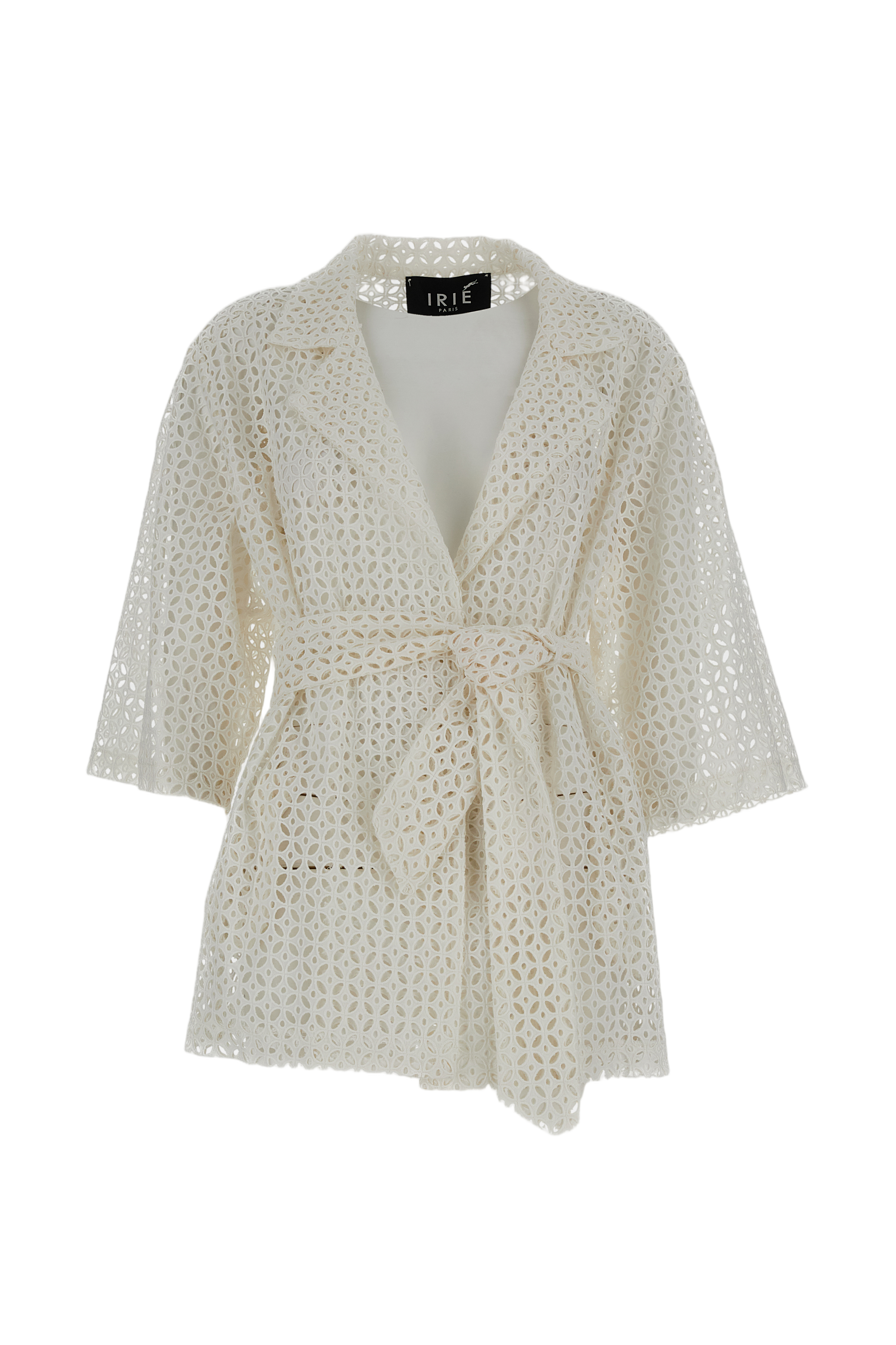 Structured White Jacket with Front Zipper Closure
