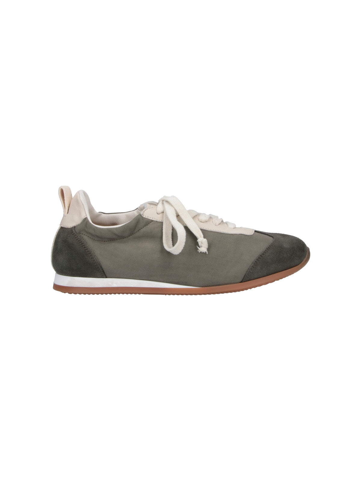 Brown Rounded Toe Leather Sneakers