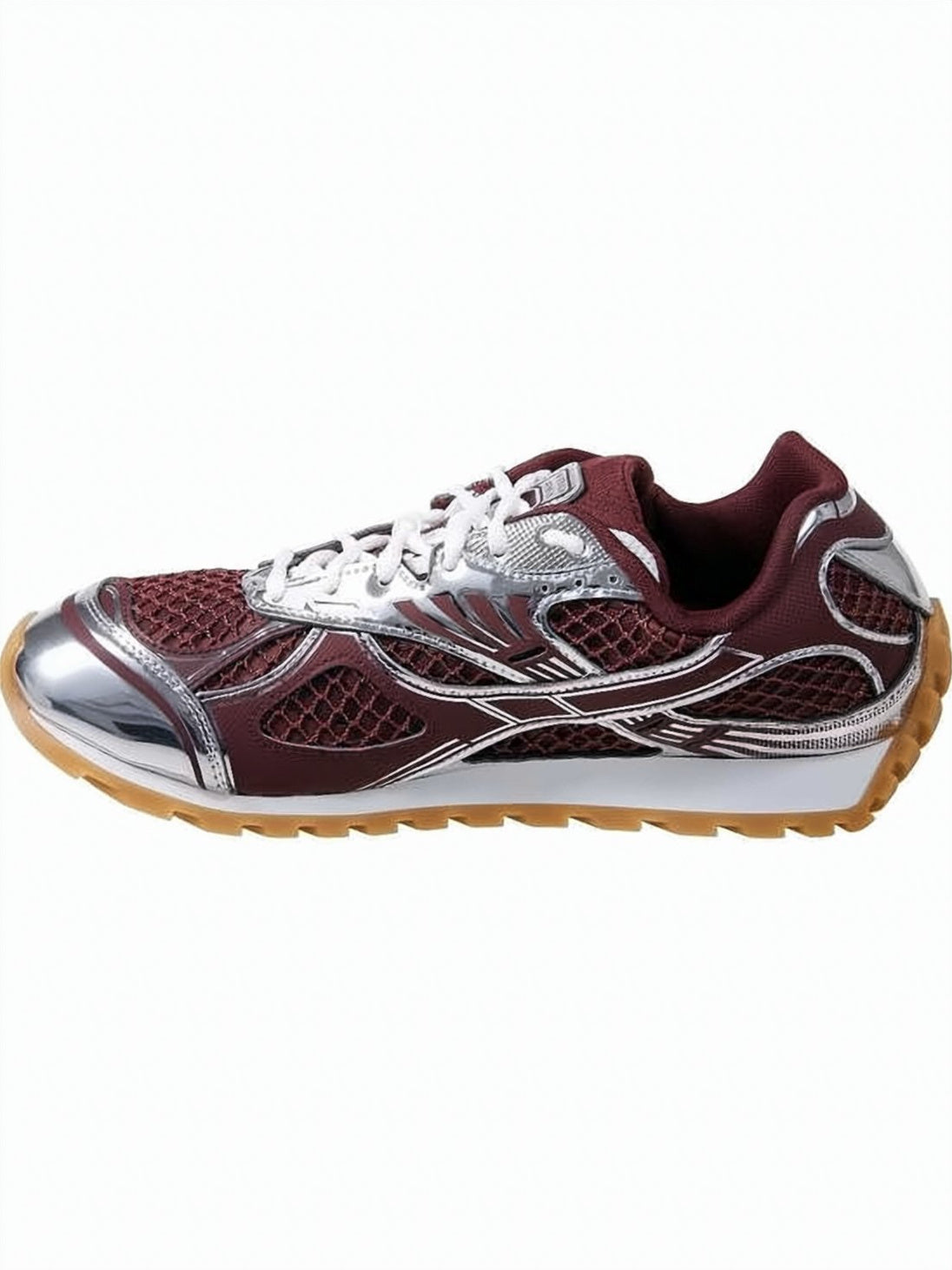Burgundy Sneakers with Mesh Upper