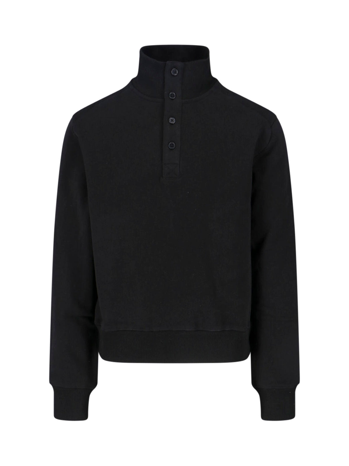 Black Port High-Collar Cotton Sweatshirt