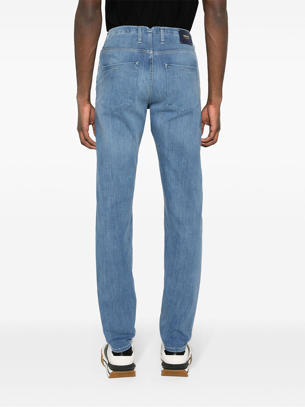 Blue Pantalone Straight-Leg Denim Stretch Pants