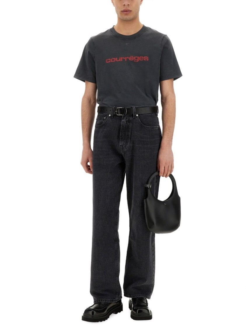 Logo Print T-Shirt With Vintage Aesthetic