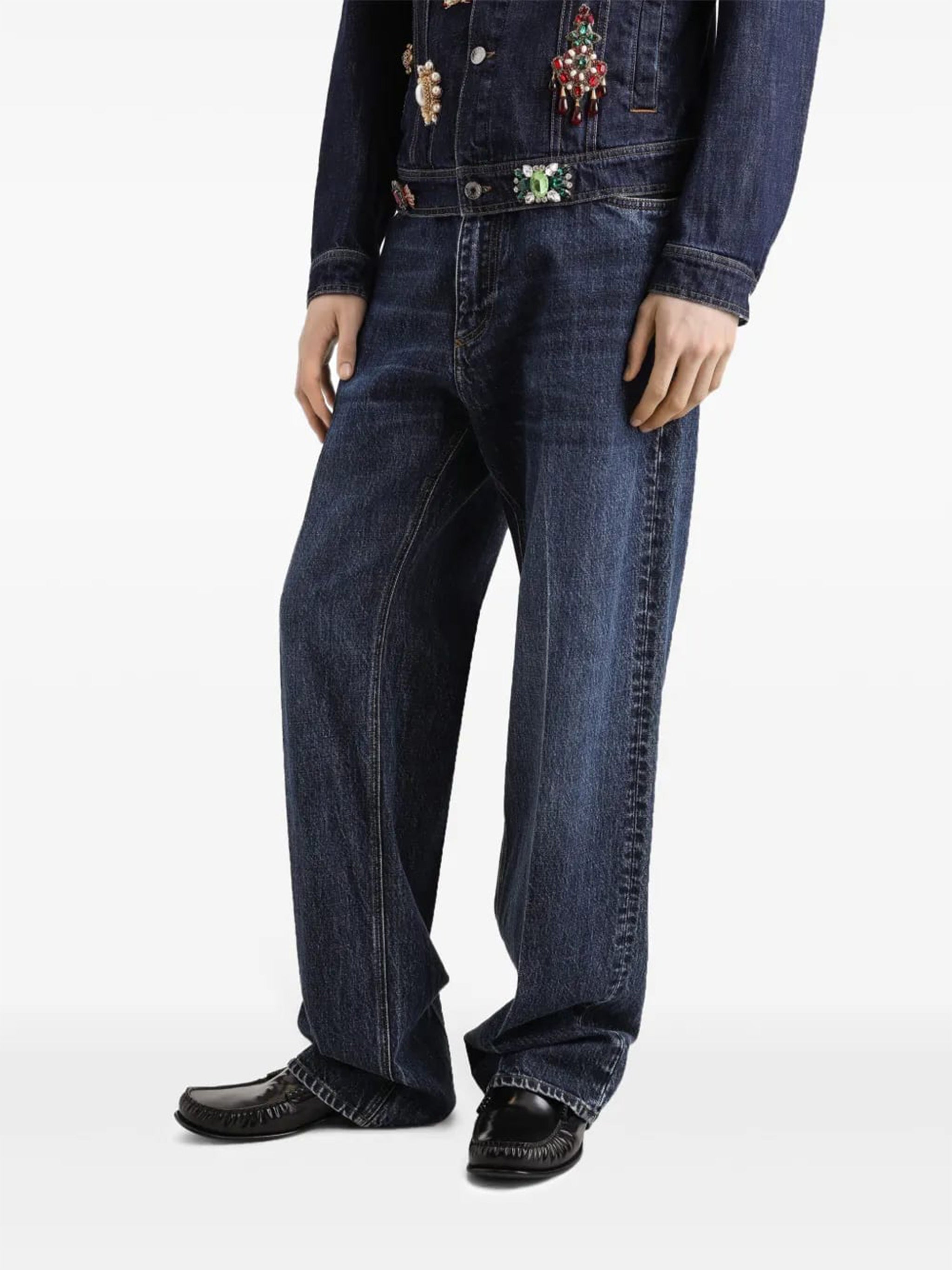 Oversized Wide-Leg Faded Blue Denim Jeans