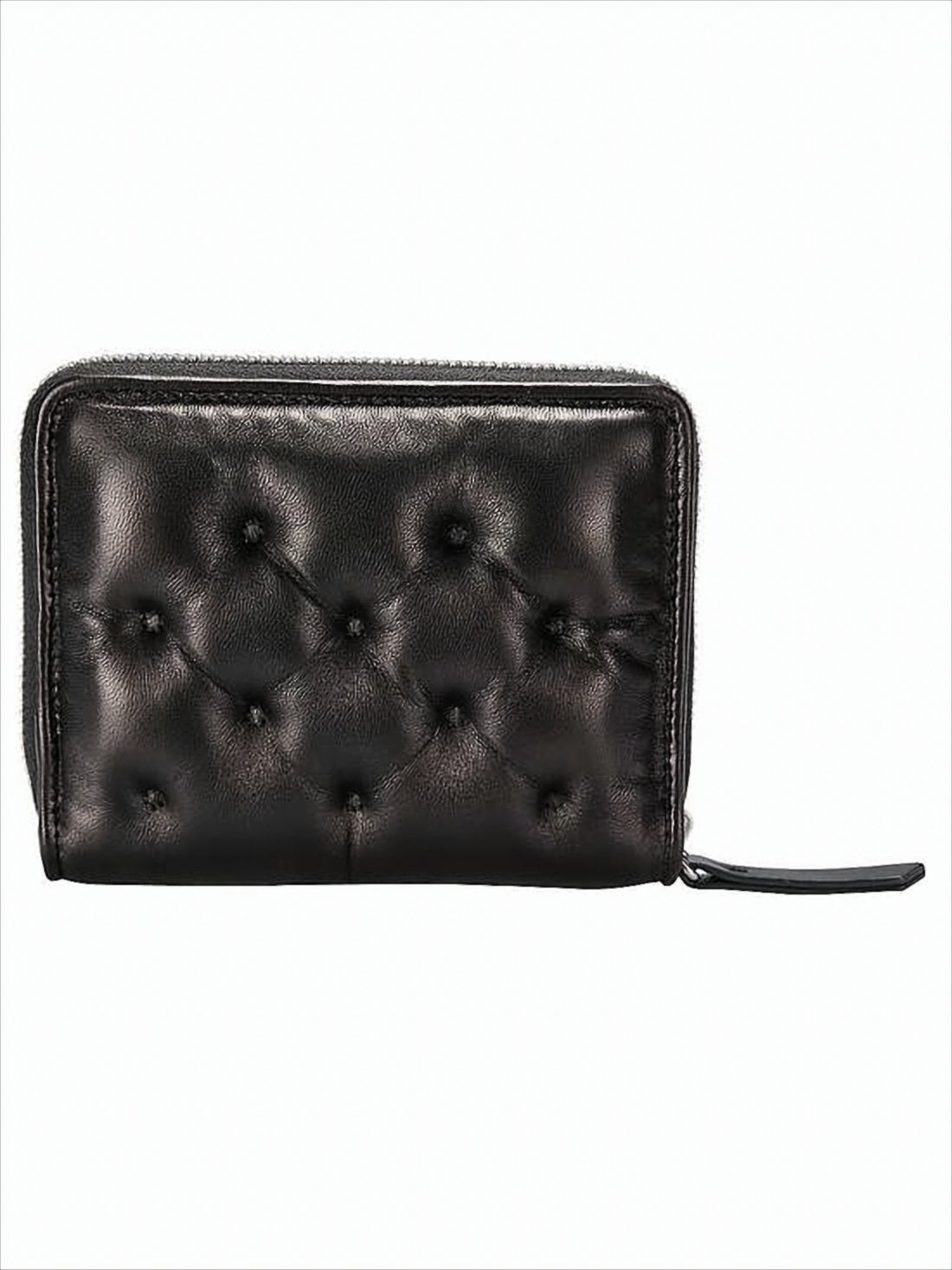 Tufted Lambskin Leather Wallet with Zip-Around Closure