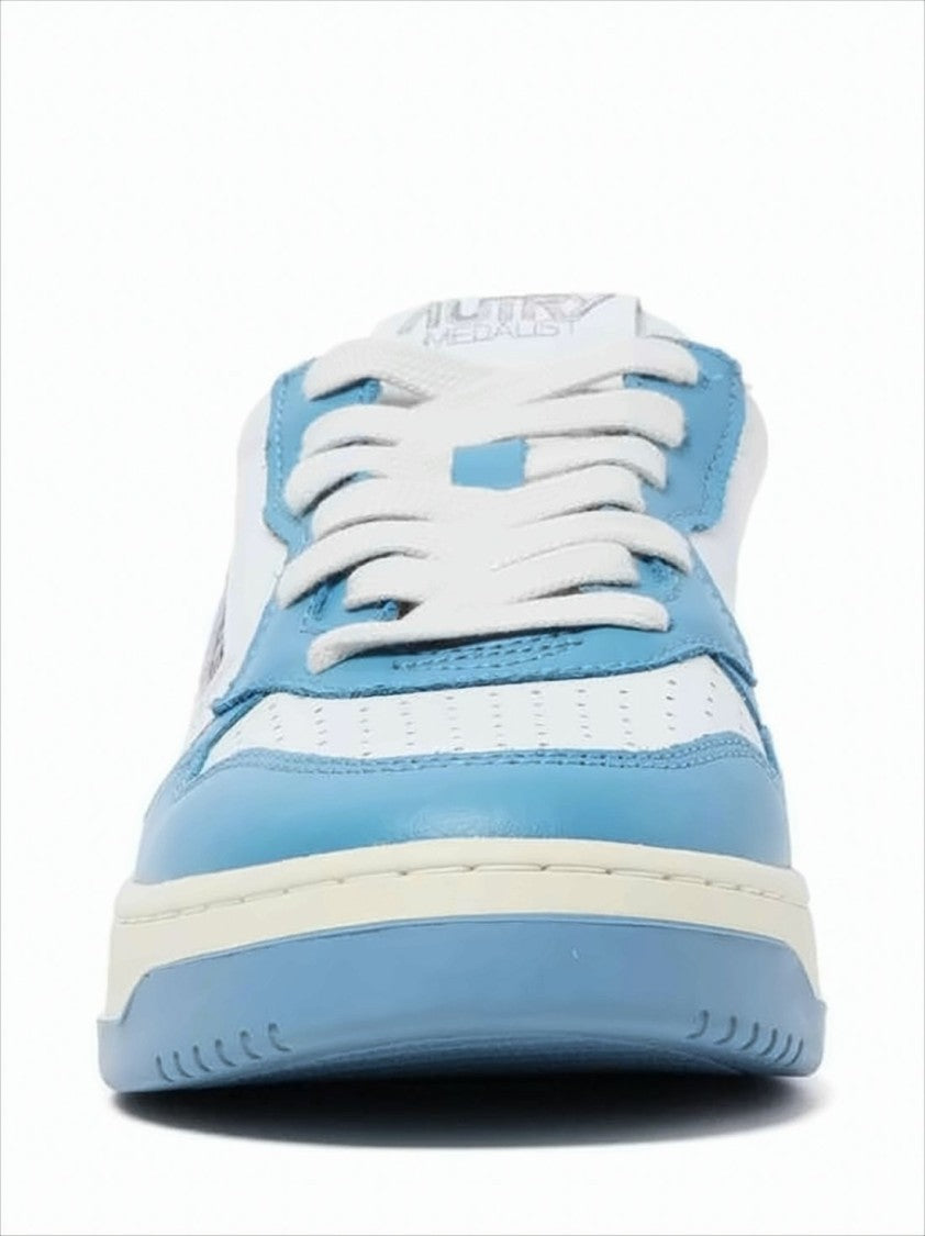 Low-Top Leather Sneakers with Contrasting Overlays