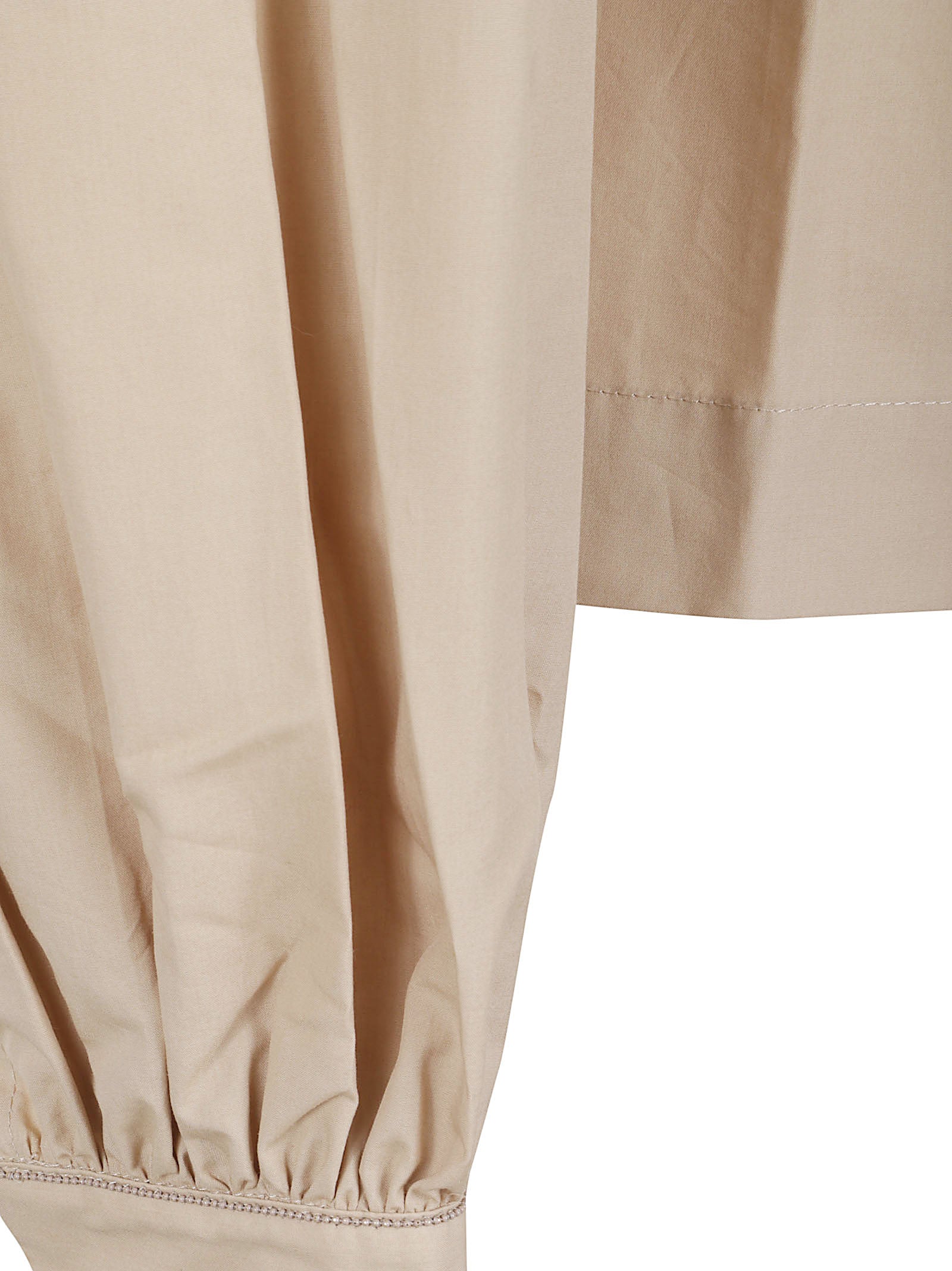 Cropped Shirt with Concealed Placket and Puff Sleeves