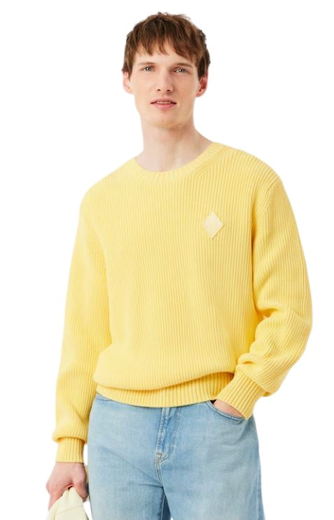 Pearl Rib Knit Sweater with Retro Logo Crest