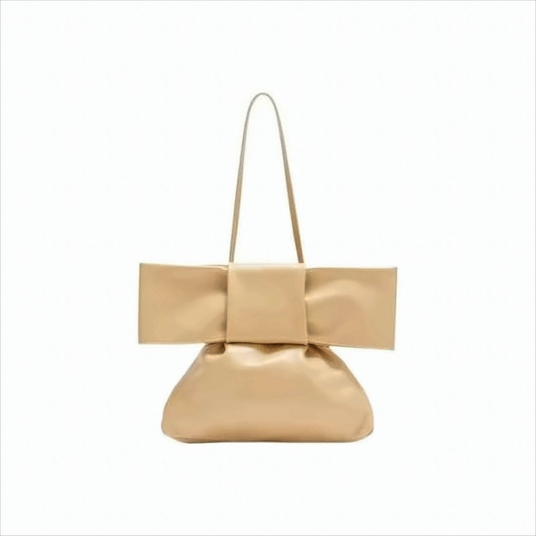 Sculptural Calf Leather Shoulder Bag with Oversized Bow Detail