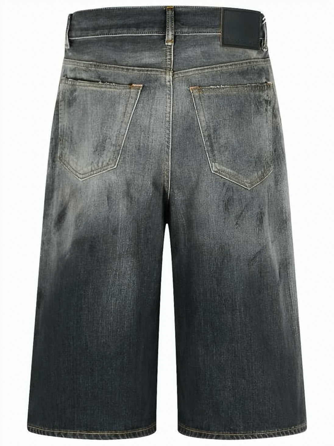 Faded Black Denim Shorts With Distressed Detailing