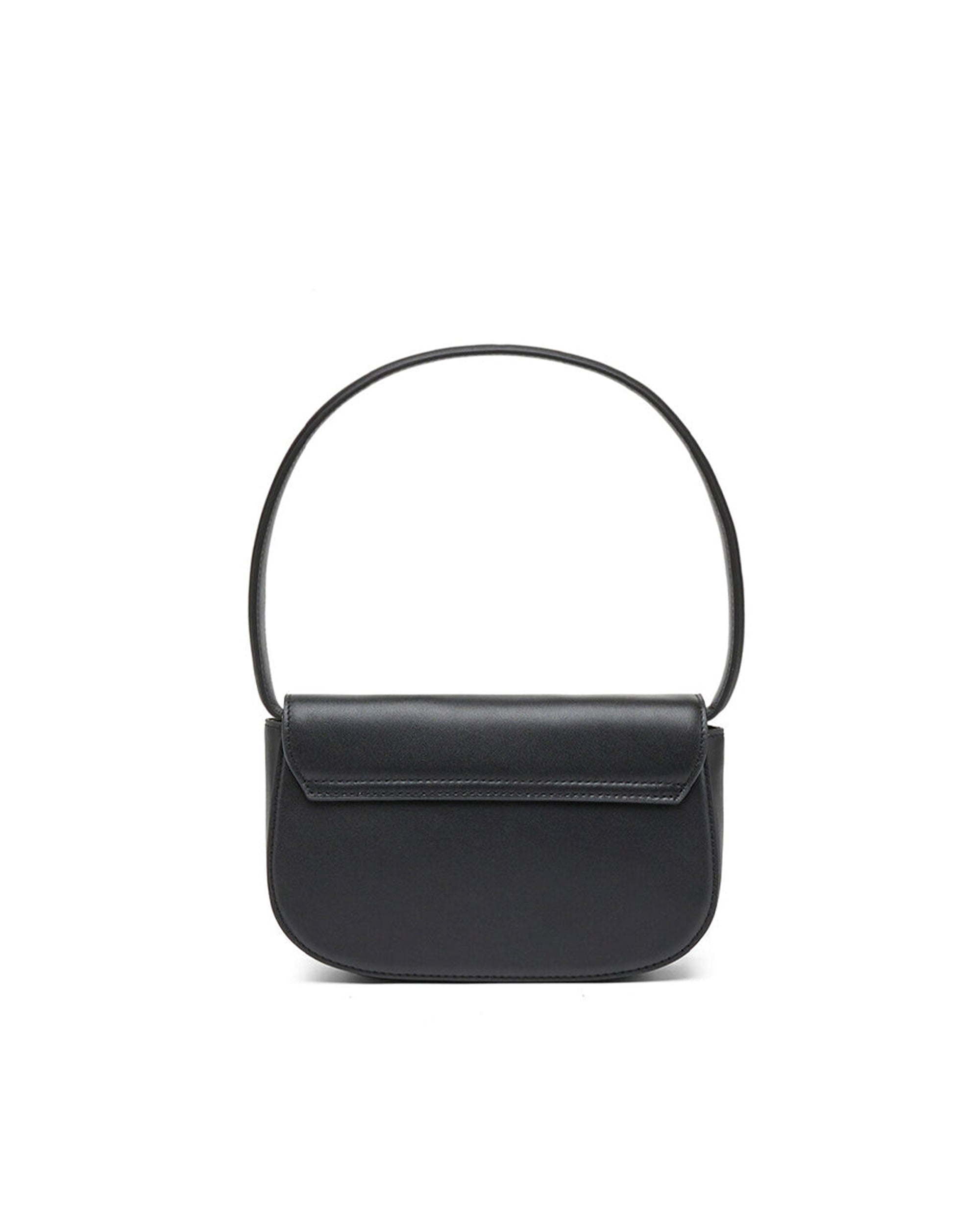 Structured Nappa Leather Shoulder Bag with Enamel Plaque