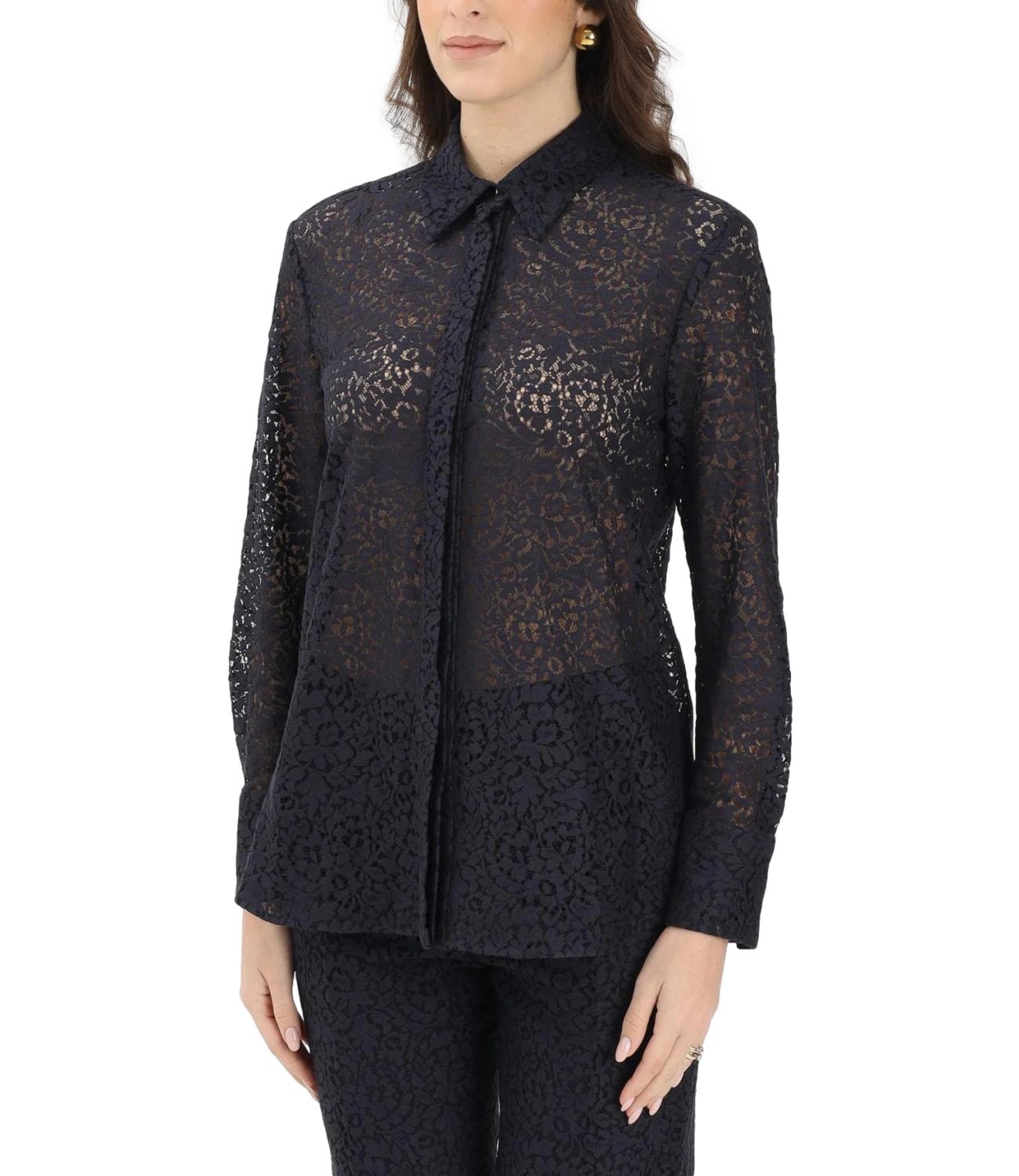 Blue Cotton Blend Button Shirt