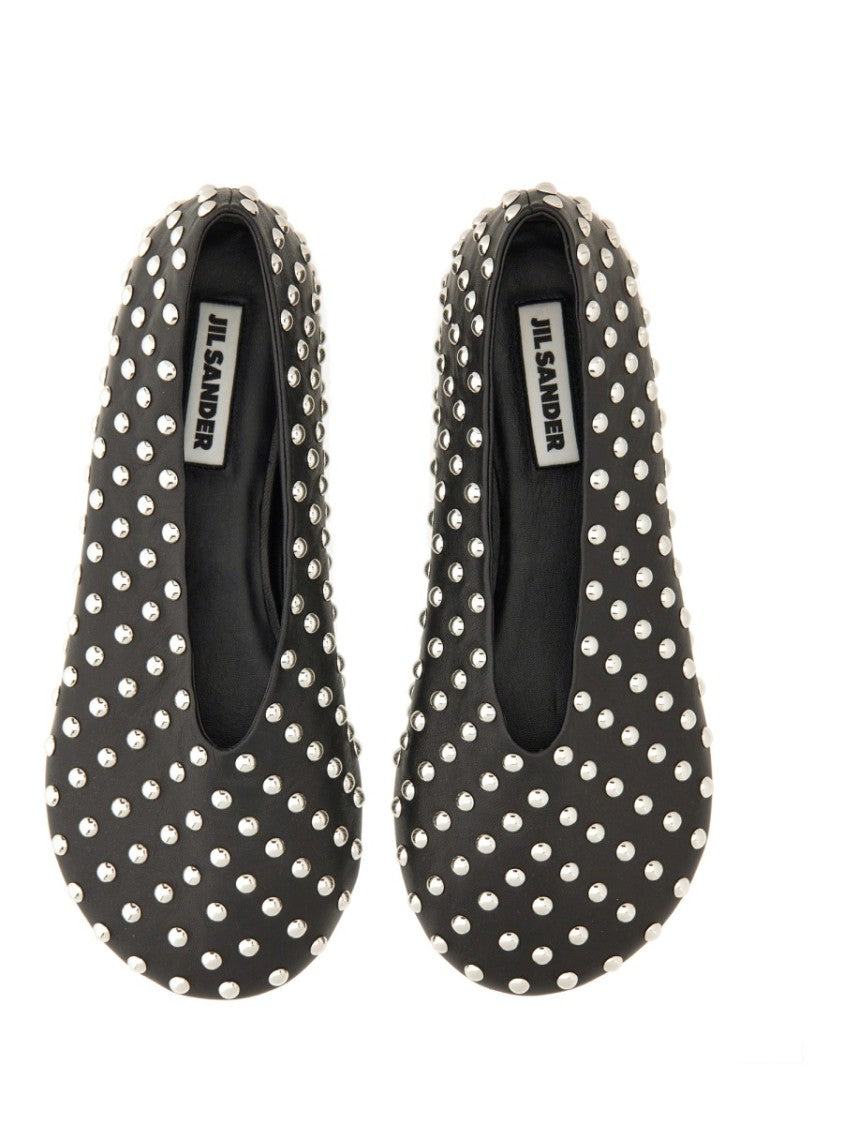 Nappa Ballerina Flats With Metallic Studs