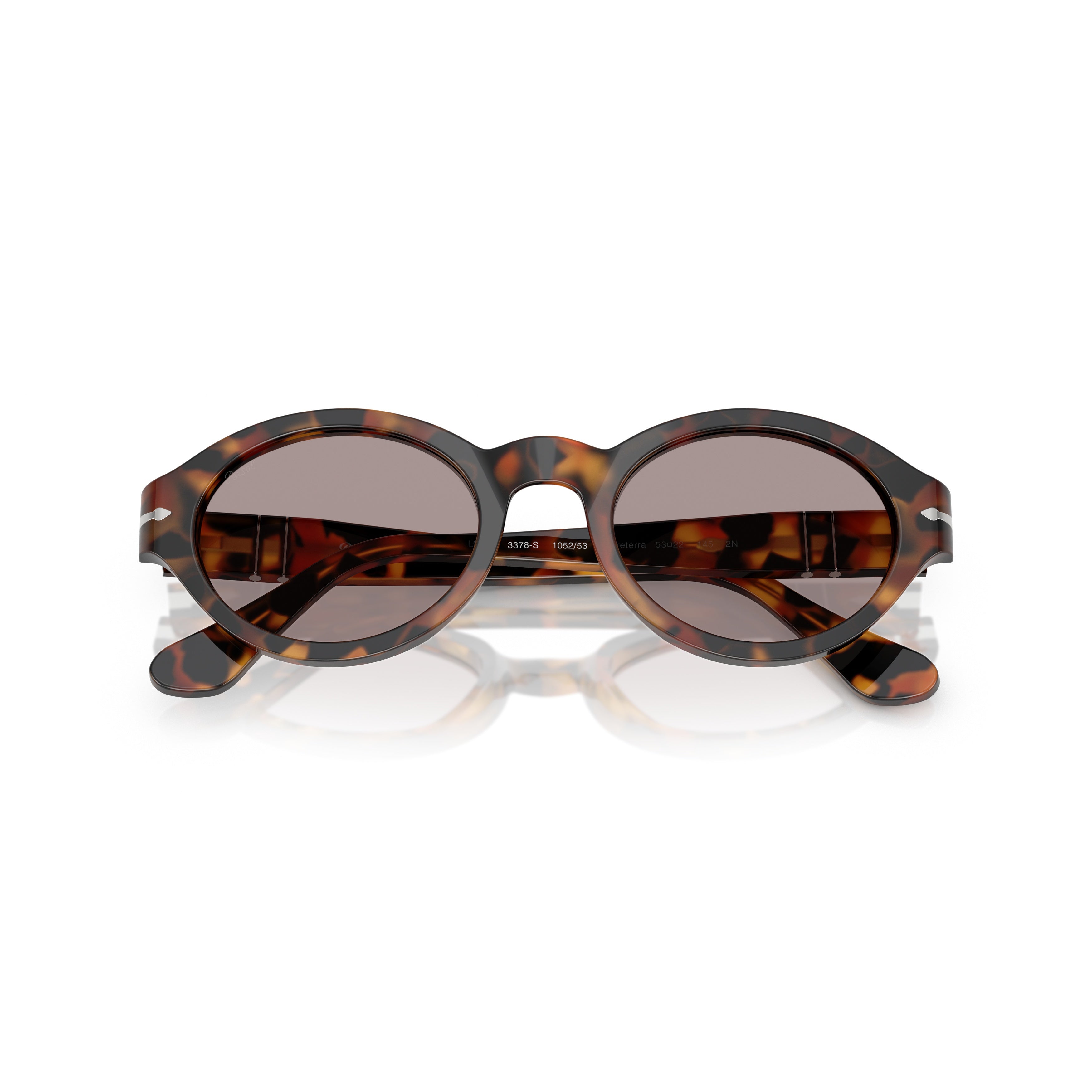0po3378s Tortoiseshell Oval Sunglasses with Metallic Detail