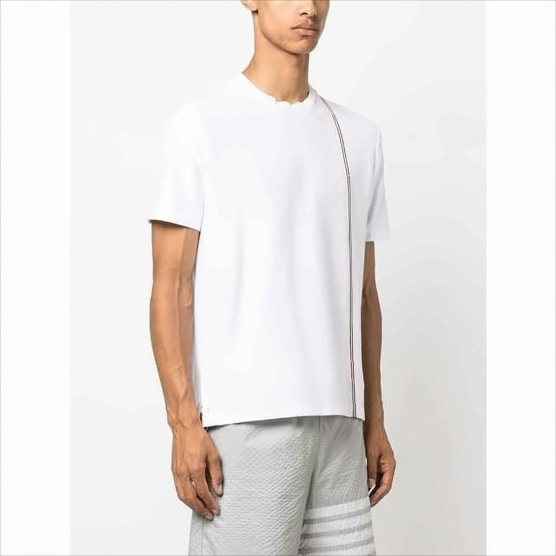 Short-Sleeved T-Shirt with Minimalist Stripe Detail