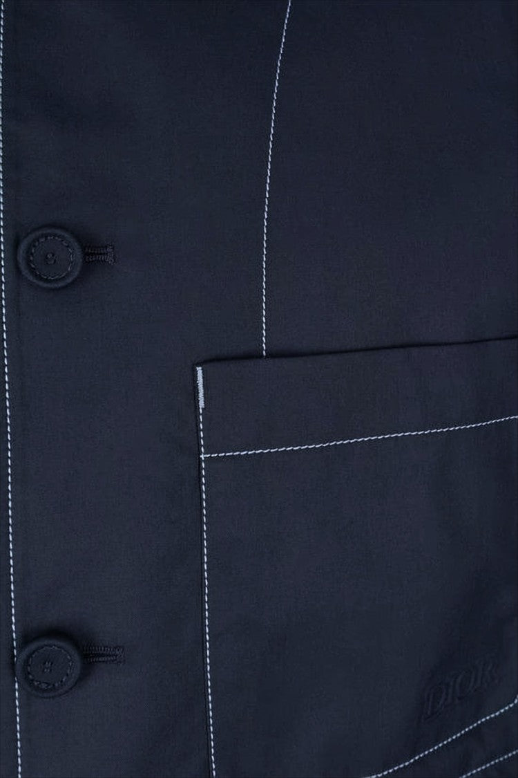 Structured Black Jacket with Contrasting Stitching
