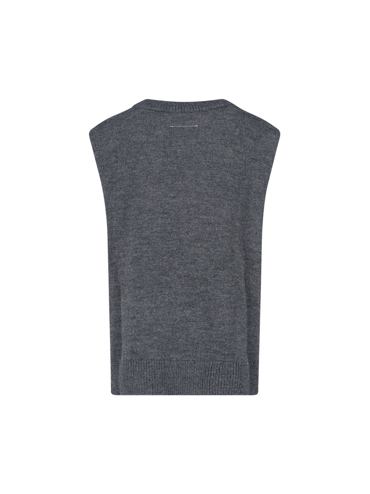 V-Neck Knit Sweater in Grey Virgin Wool Blend