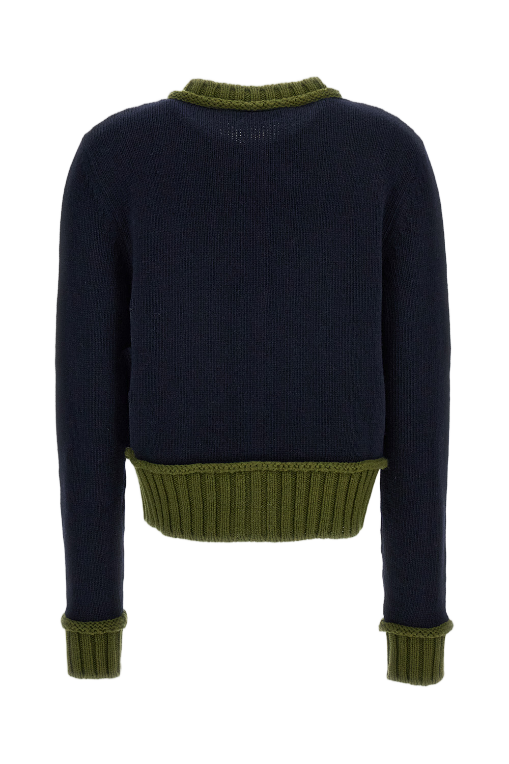 Blue Crew-Neck Boxy Fit Cardigan