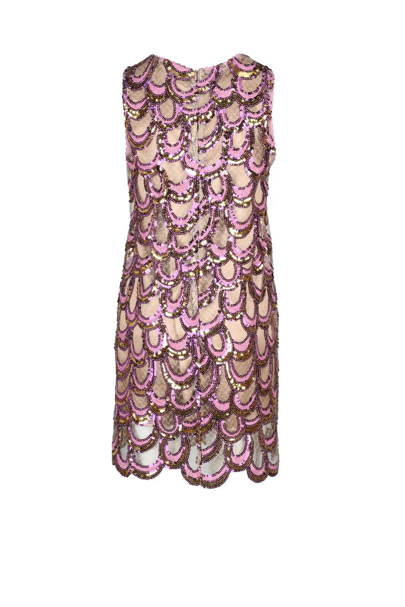 Sequin Dress - Beige/Pink