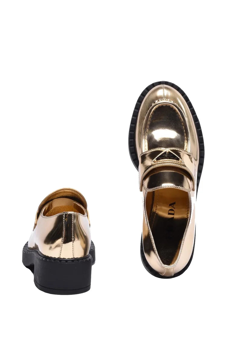 Rubber Sole Loafer Plateau - Gold