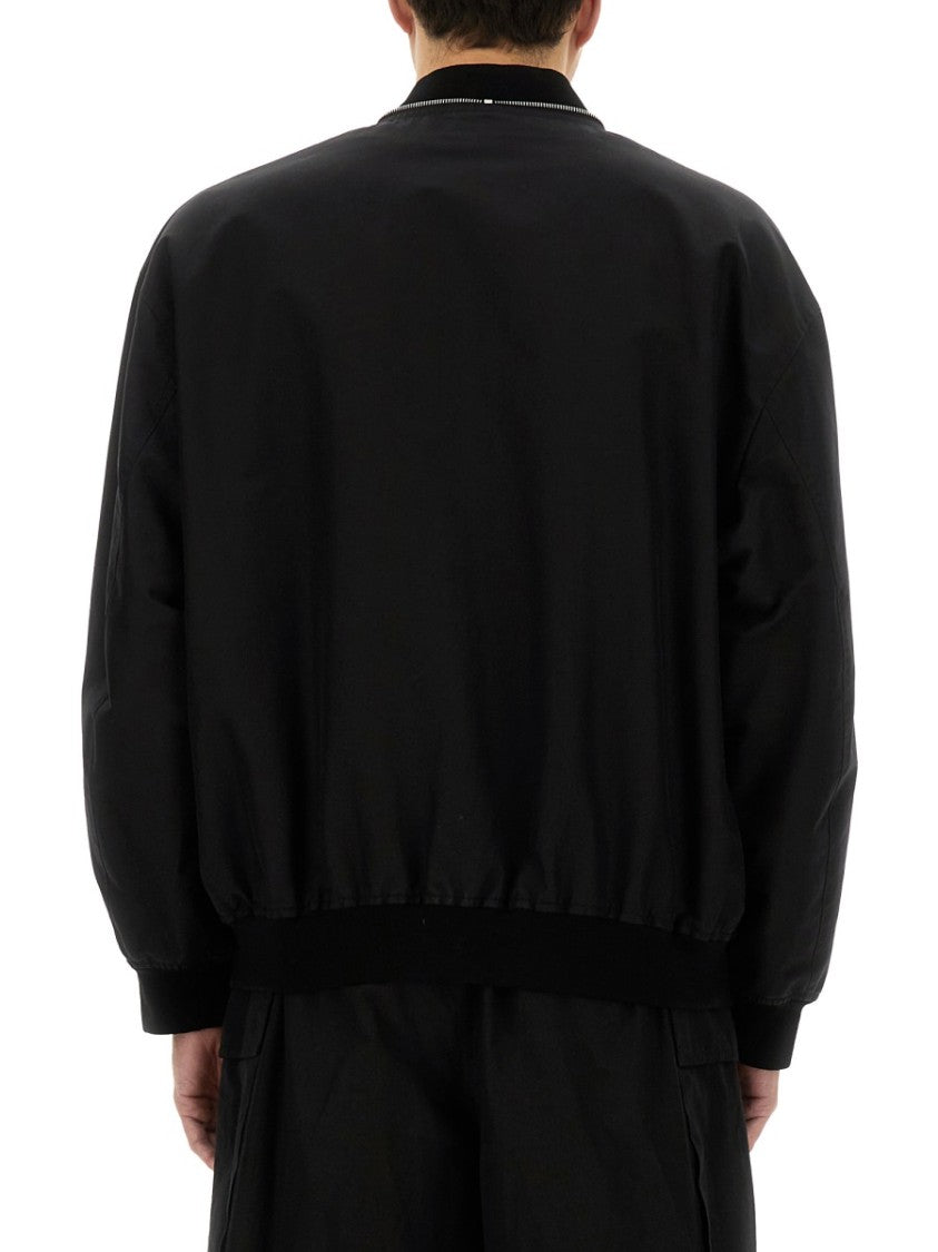 Oversized Cotton Bomber Jacket With Ribbed Cuffs