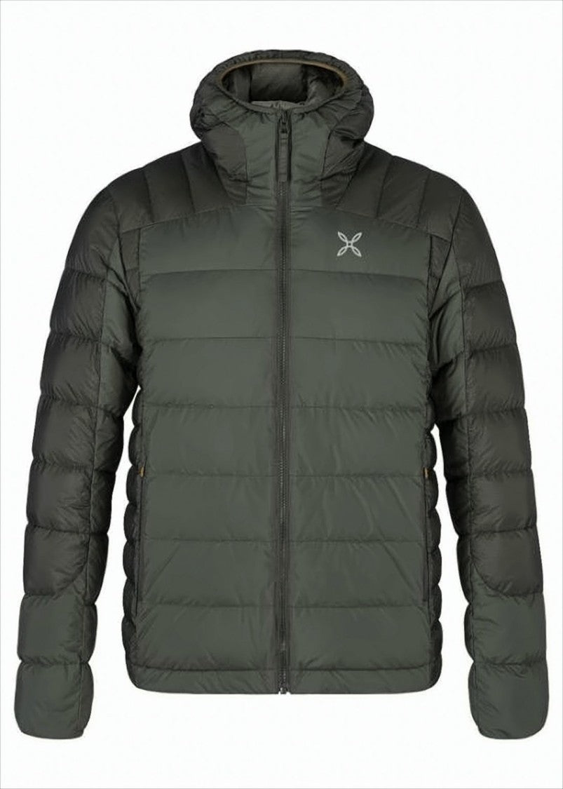 Quilted Nylon Down Jacket With Hood And Contrast Lining