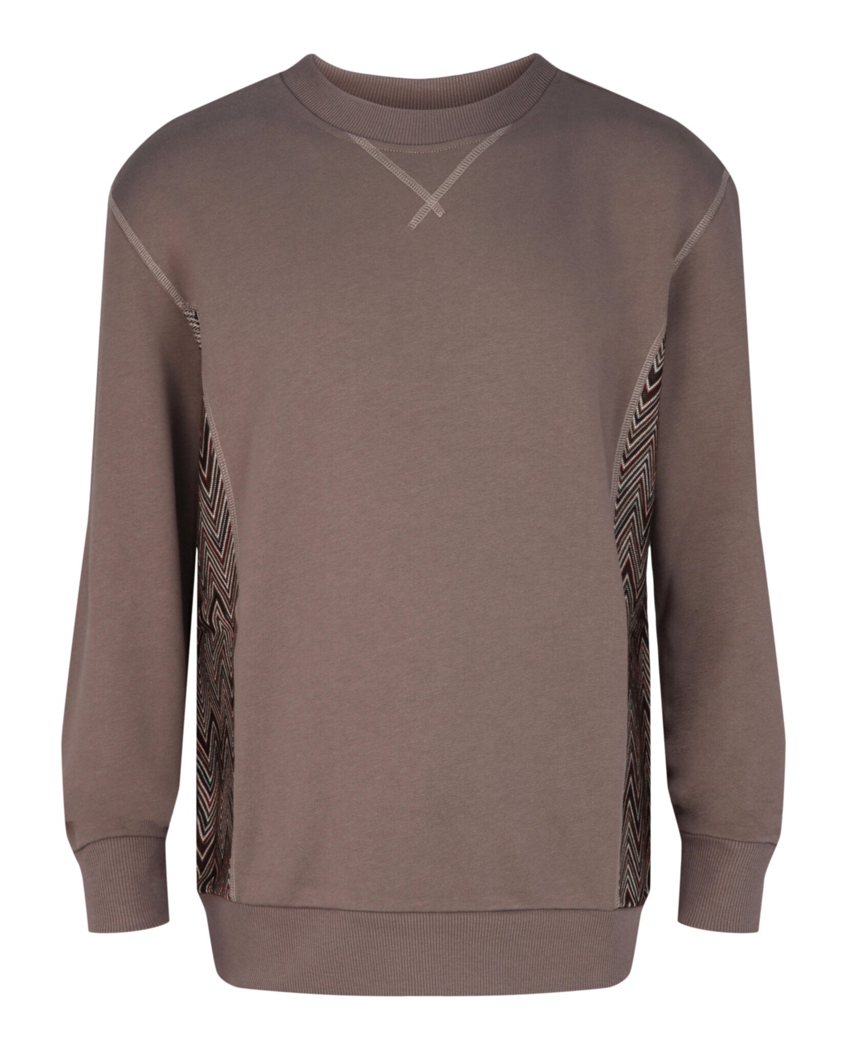 Zig-Zag Panelled Crewneck Sweatshirt