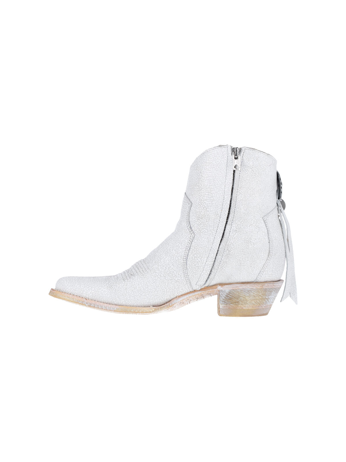 White Pointed Toe Leather Boots