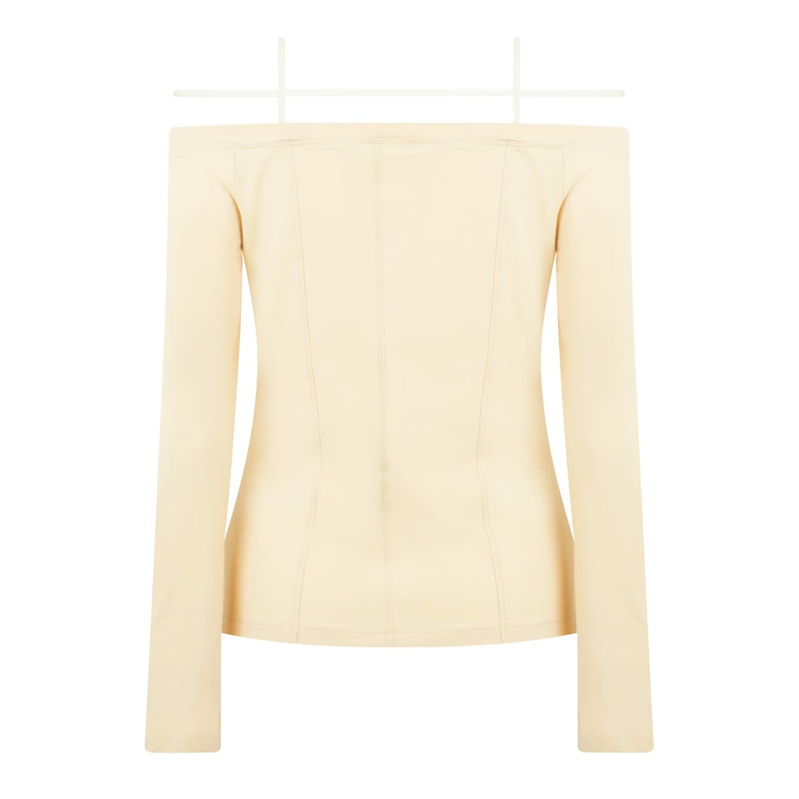 Fitted Off-Shoulder Long-Sleeve Top with Double Straps