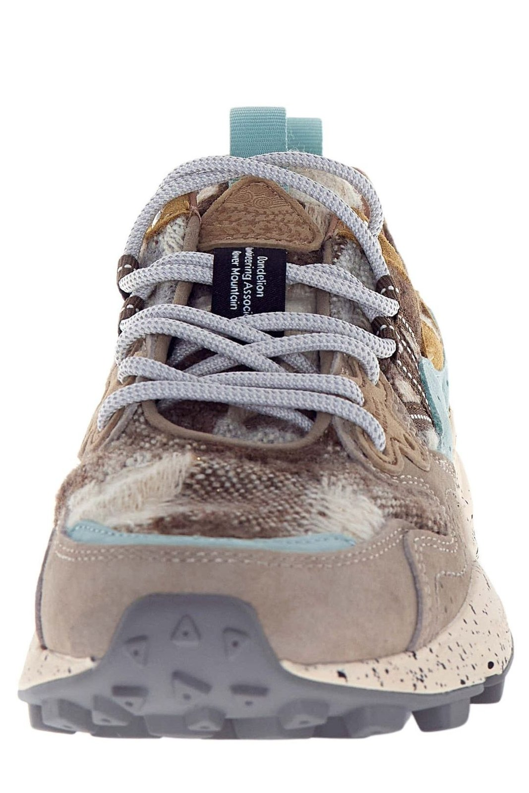 Checkered Beige Sneakers with Suede Accents