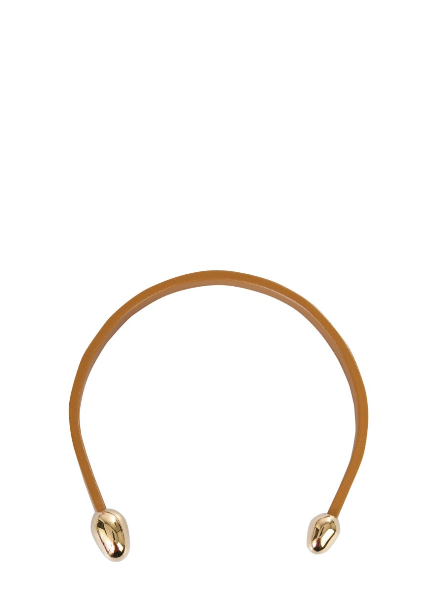 Brass-Accented Leather Necklace