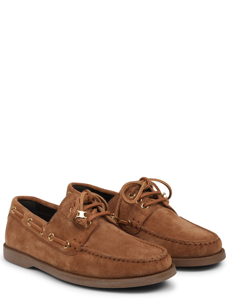 Brown Calf Leather Moccasin Shoes With Decorative Lace