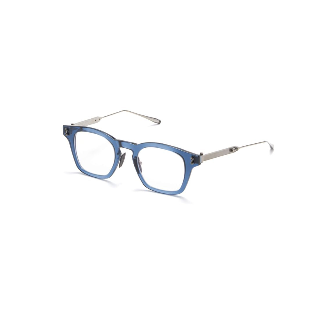 Akx-418 Translucent Blue Square Frame Eyeglasses with Metal Temples