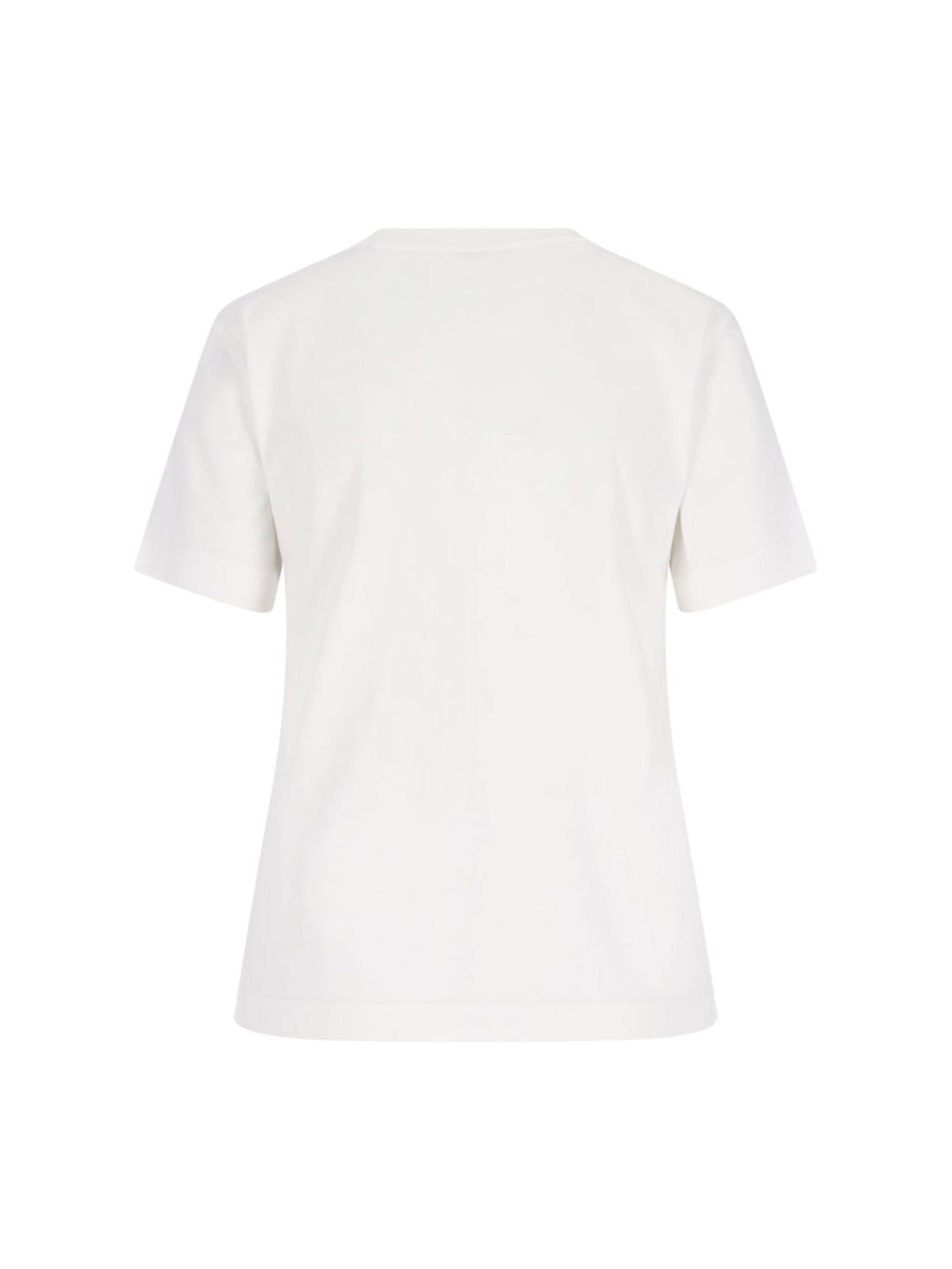 Crew Neck T-Shirt with Oversized Beige Logo