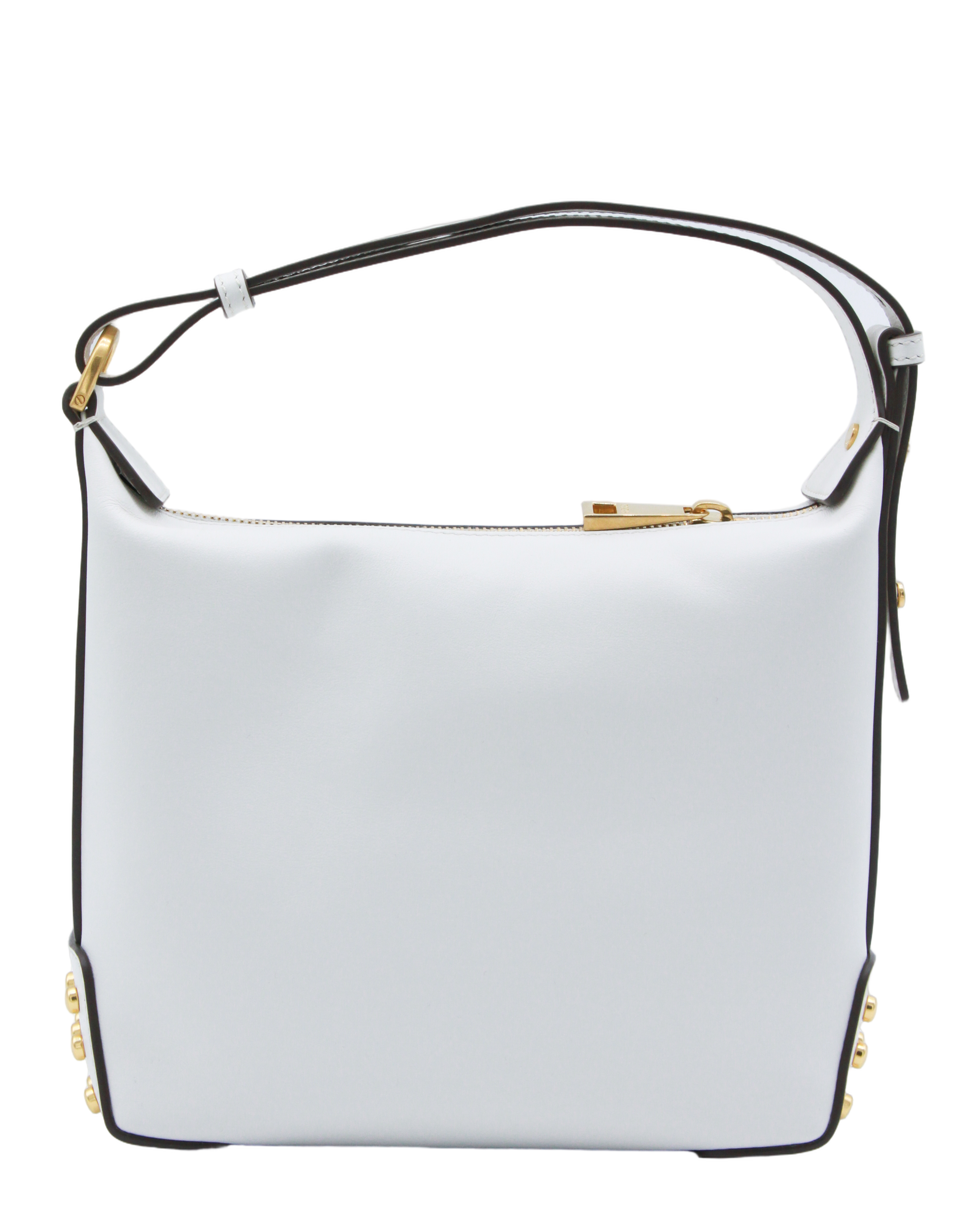Structured White Leather Handbag