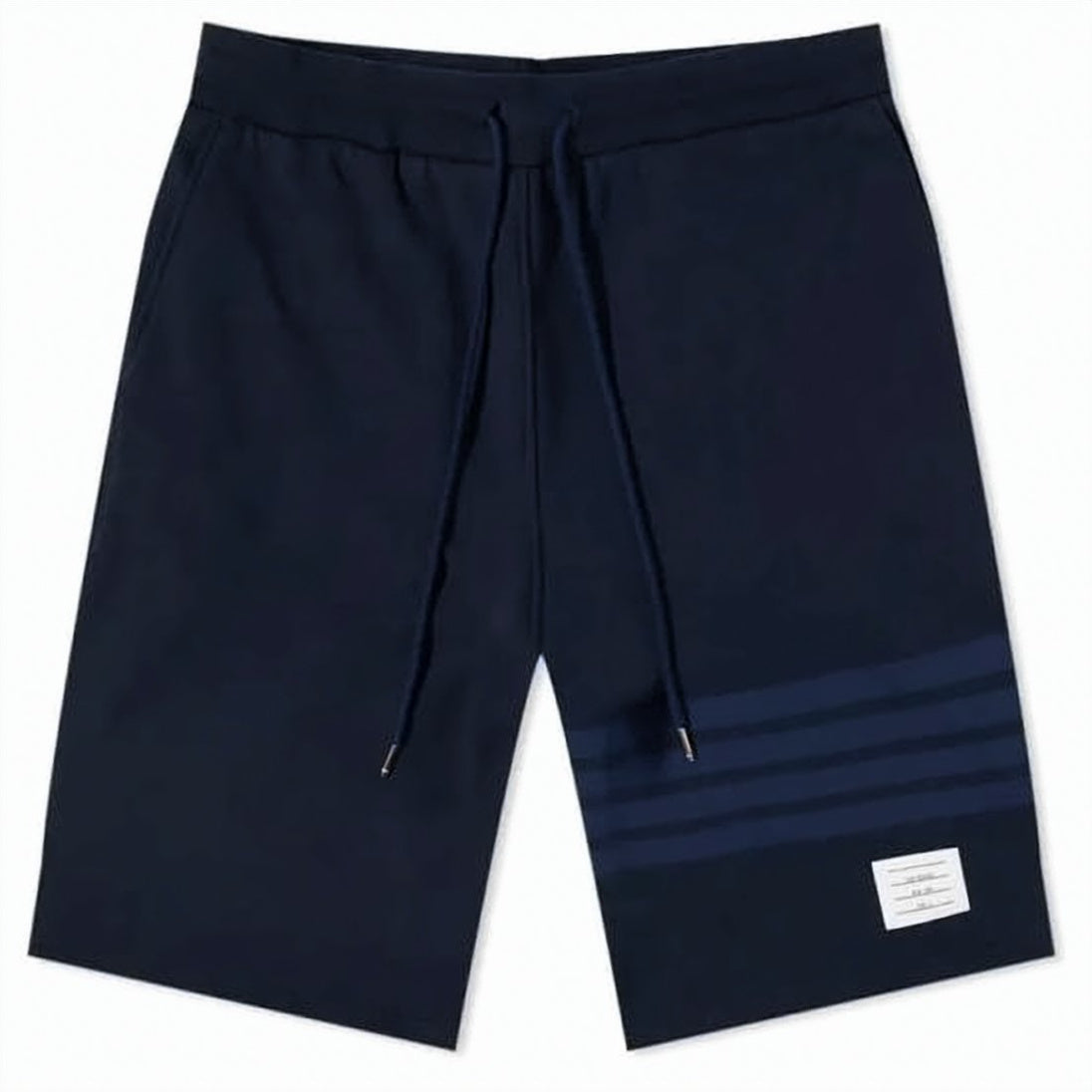 Minimalist Blue Cotton Training Shorts With Drawstring Waistband