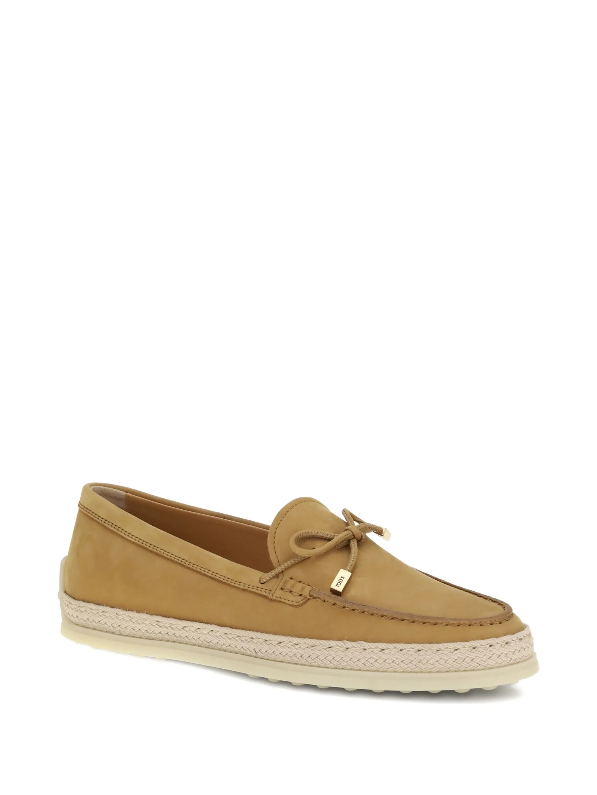 Tan Calzature Leather Braided Sole Loafers