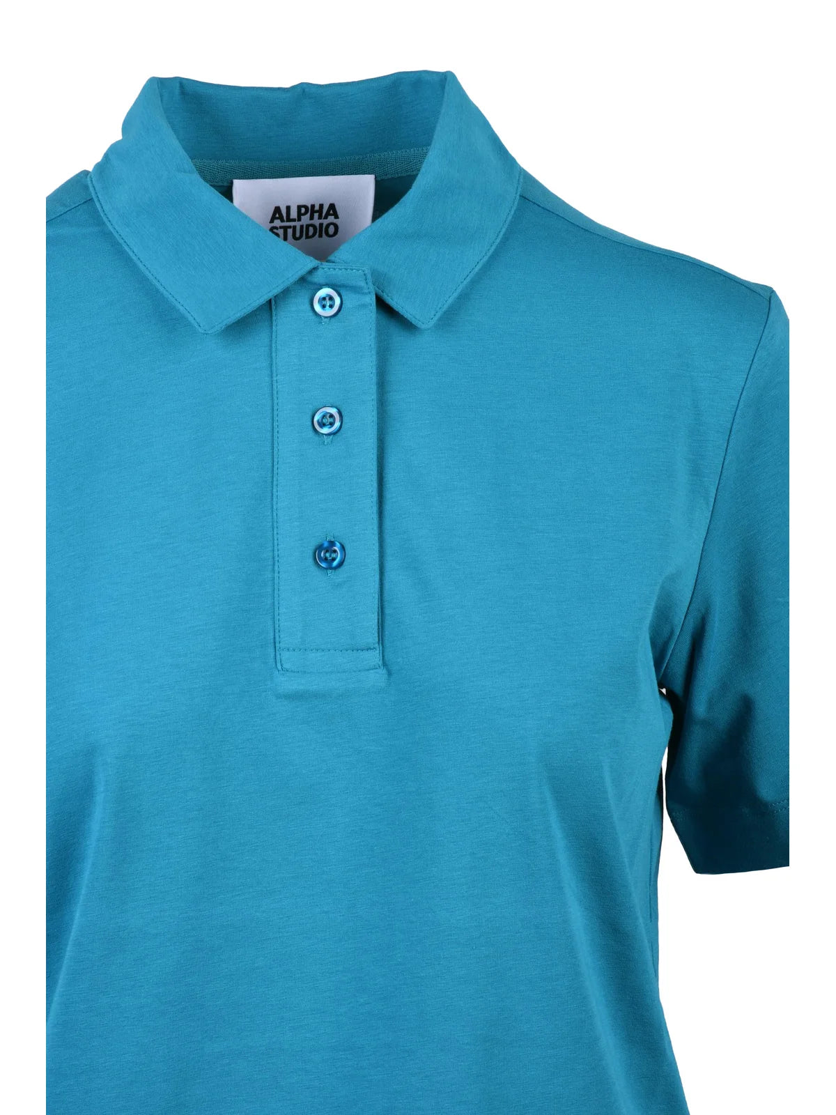 Turquoise Cotton Elastane Stretch Polo