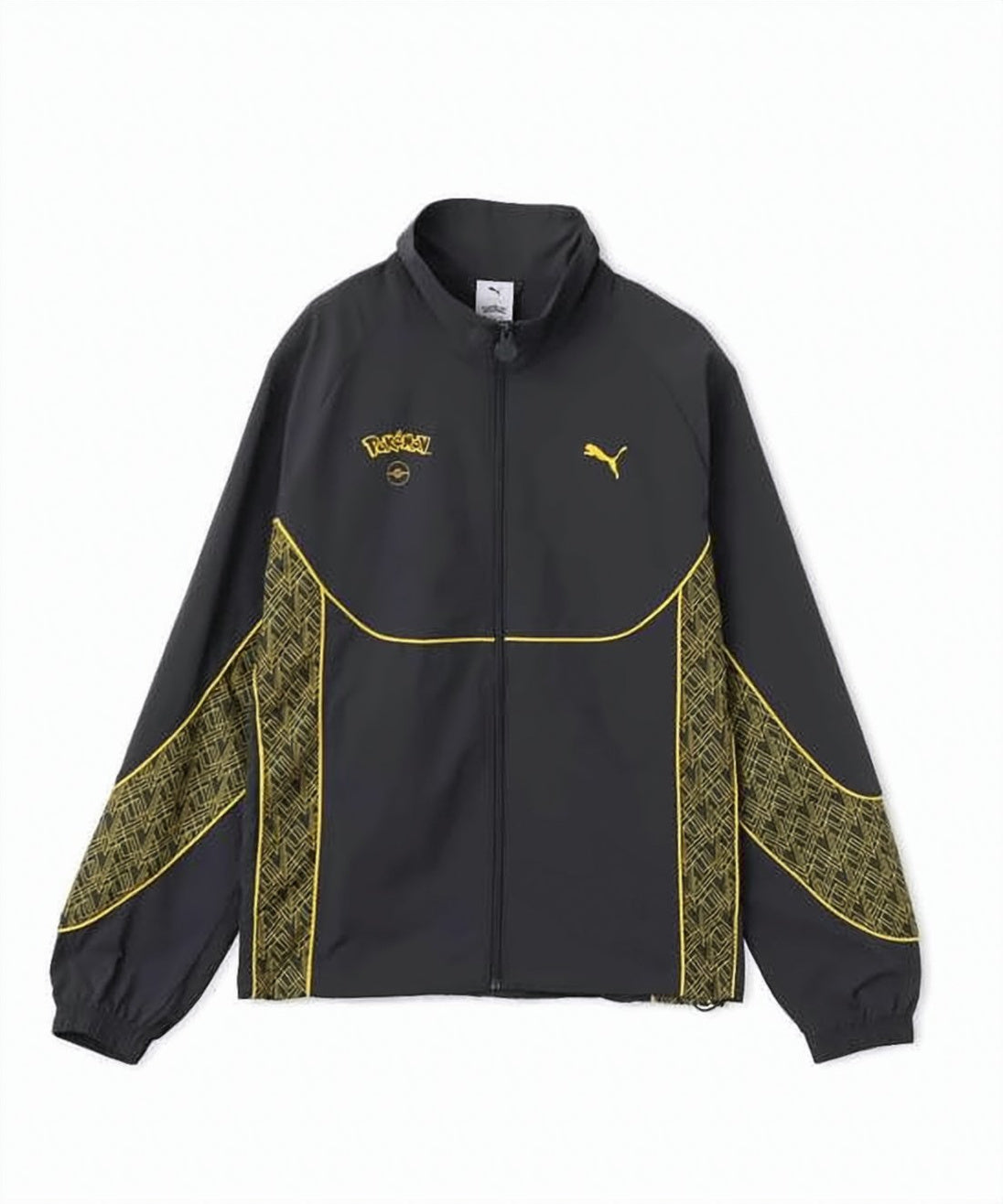 Casual Black Nylon Jacket with Yellow Piping