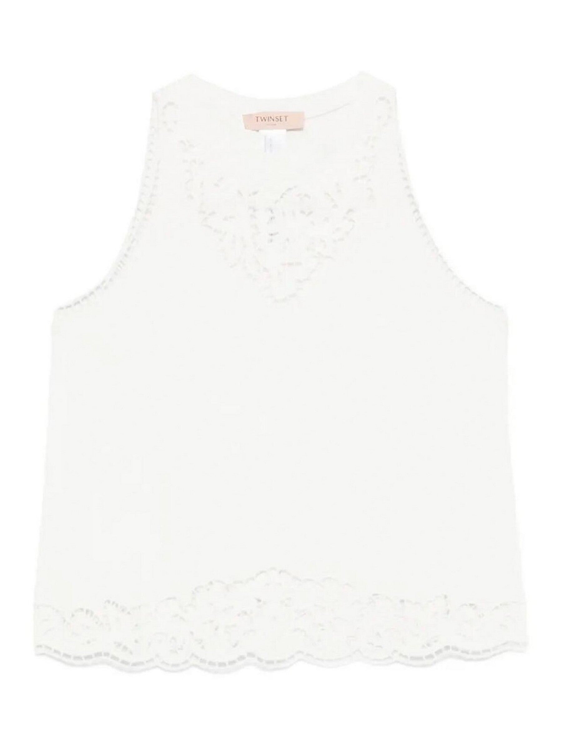 Sleeveless Top with Intricate Lace Cut-Out Detailing