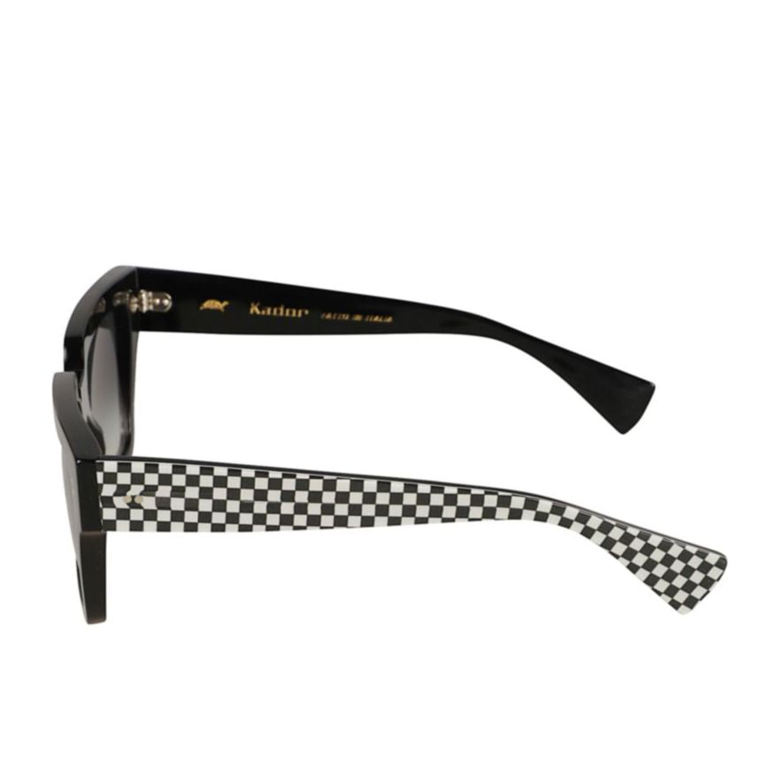 Fashion Bold Square Frame Sunglasses with Checkerboard Pattern